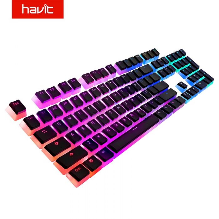 Havit Keycaps Double Shot Backlit PBT Pudding Keycap Set with Puller Compatible with Cherry MX Mechanical - Pudding Keycap