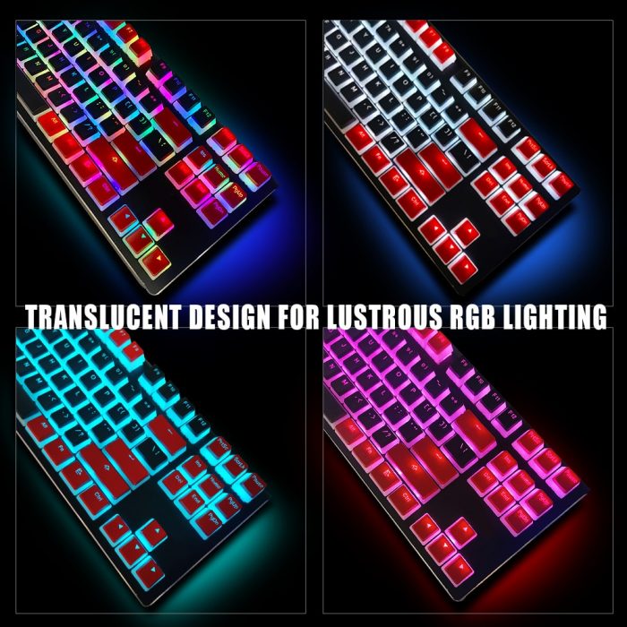 Mechanical keyboard keycaps pbt material pudding keycaps two color translucent black and red two color keycaps 1 - Pudding Keycap