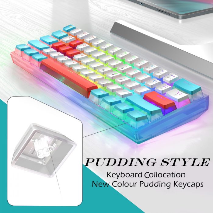 Womier WK61 RGB Backlit Gamer Keyboard Red Switch PBT Pudding Keycap Mechanical Keyboard Swappable Hot 60 3 - Pudding Keycap