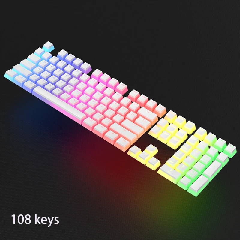 108 Keys Pudding Keycaps OEM Profile Double Shot PBT Backlight Keycaps for Mechanical Gaming Keyboard Cherry 2 - Pudding Keycap