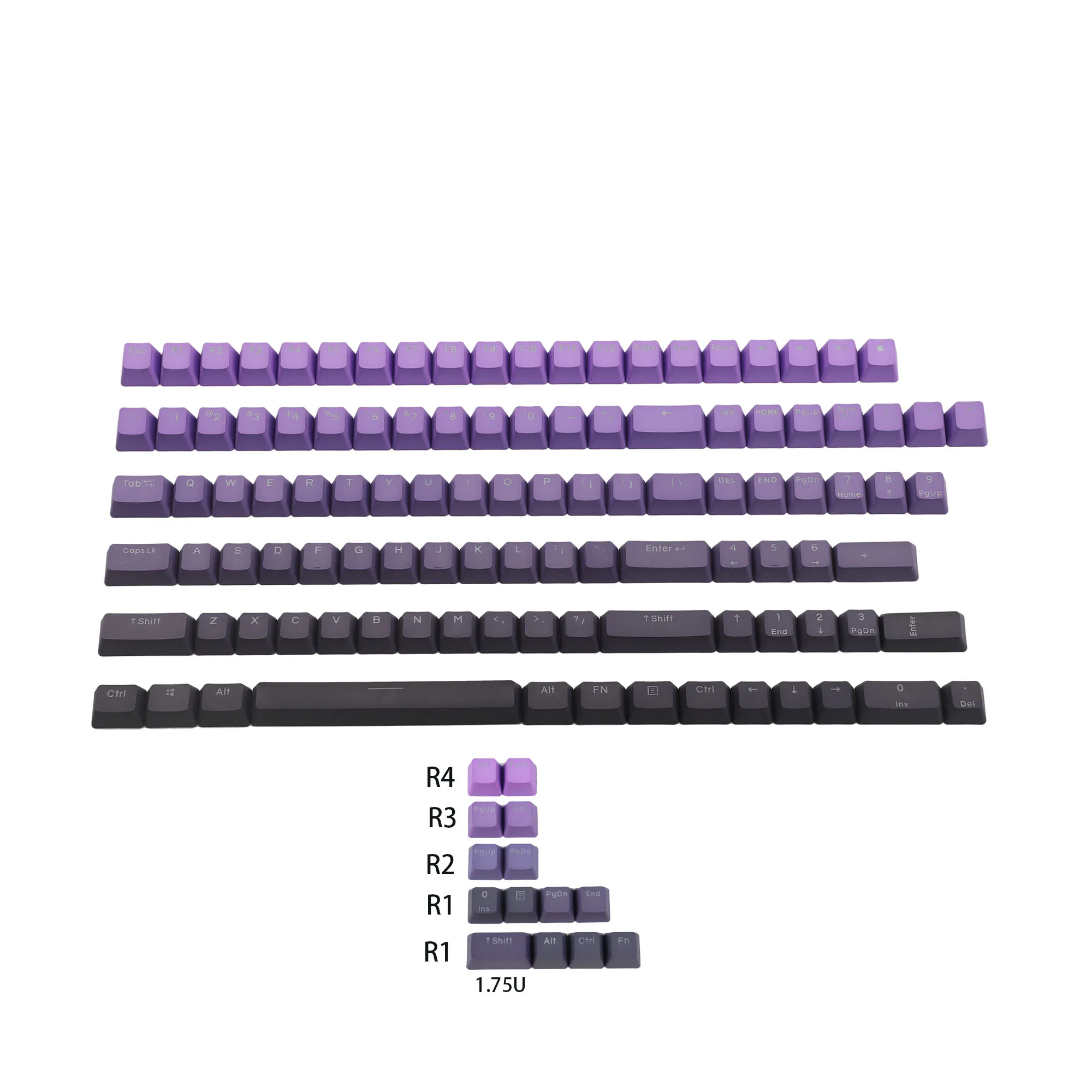 122 YMDK Double Shot Polar Purple Gradient Backlit Keycaps PBT OEM Profile Keycap For MX Mechanical 5 - Pudding Keycap