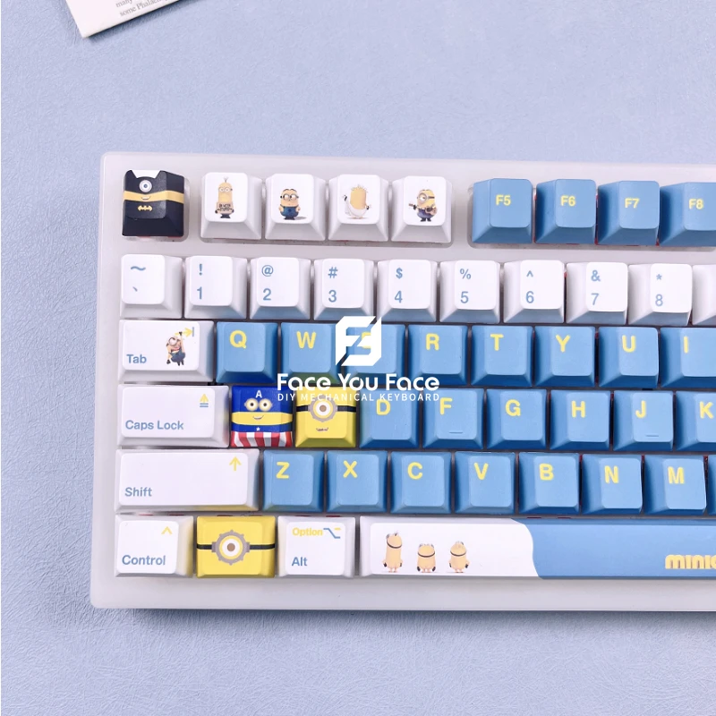 130 Keys GMK Little Yellow Man PBT Dye Sublimation Key Cap Cherry Profile Keycap for Mx 1 - Pudding Keycap