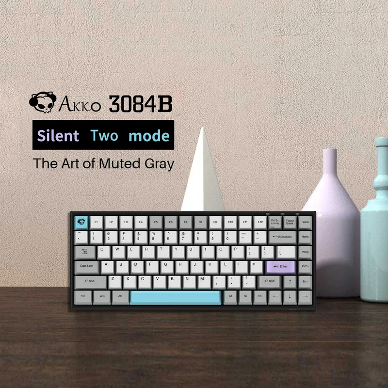 Akko 3084 Silent Wireless Mechanical Gaming Keyboard 84 Key Dual Modes BT 3 0 Type C 2 - Pudding Keycap