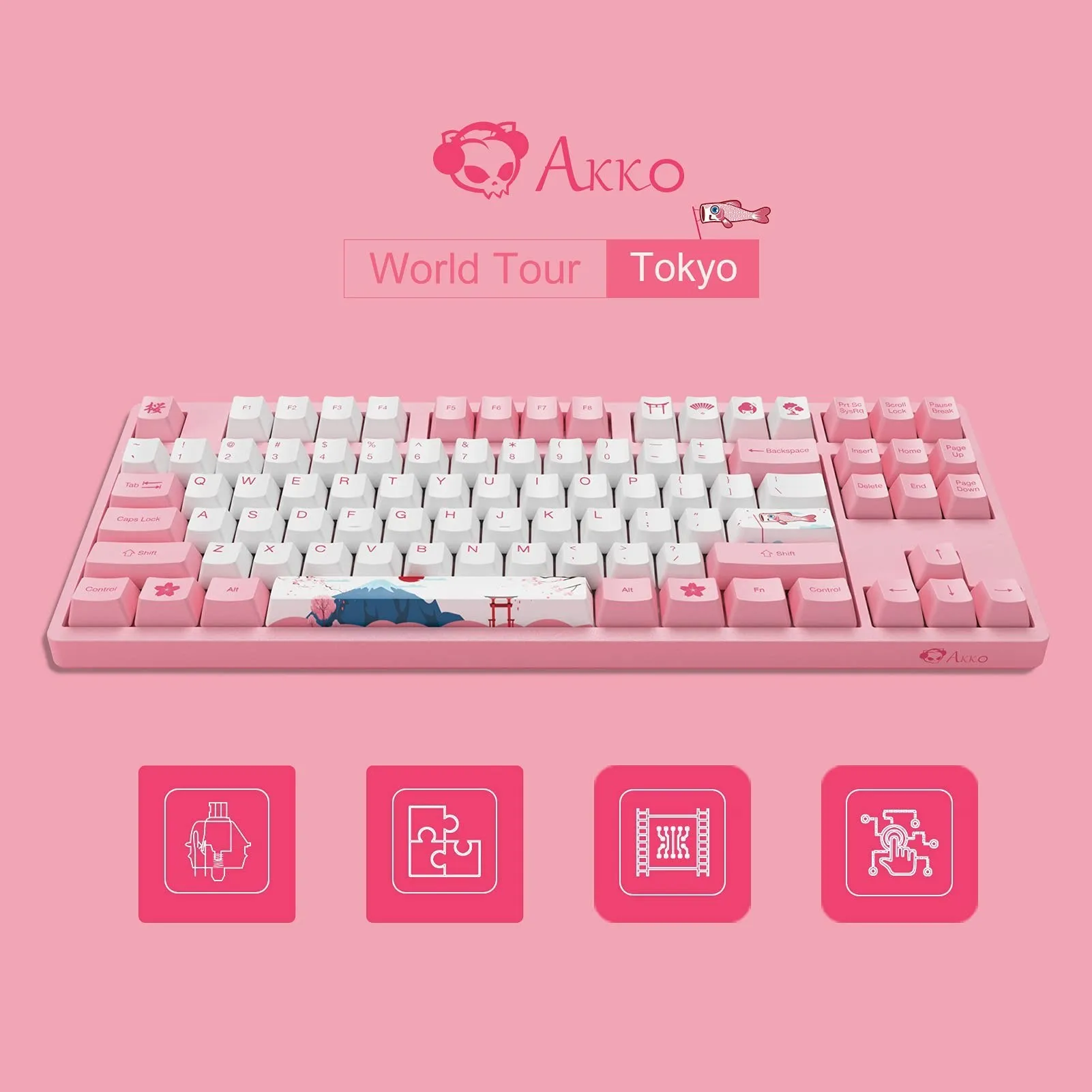 Akko 3087 V2 World Tour Tokyo R1 Mechanical Gaming Keyboard Wired TKL 87 Key with OEM 2 - Pudding Keycap