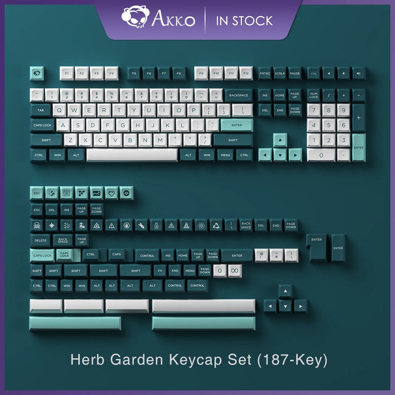 Akko Herb Garden Keycap Set 187 key PBT Double Shot OSA Profile Mechanical Custom Keyboard Keycaps - Pudding Keycap