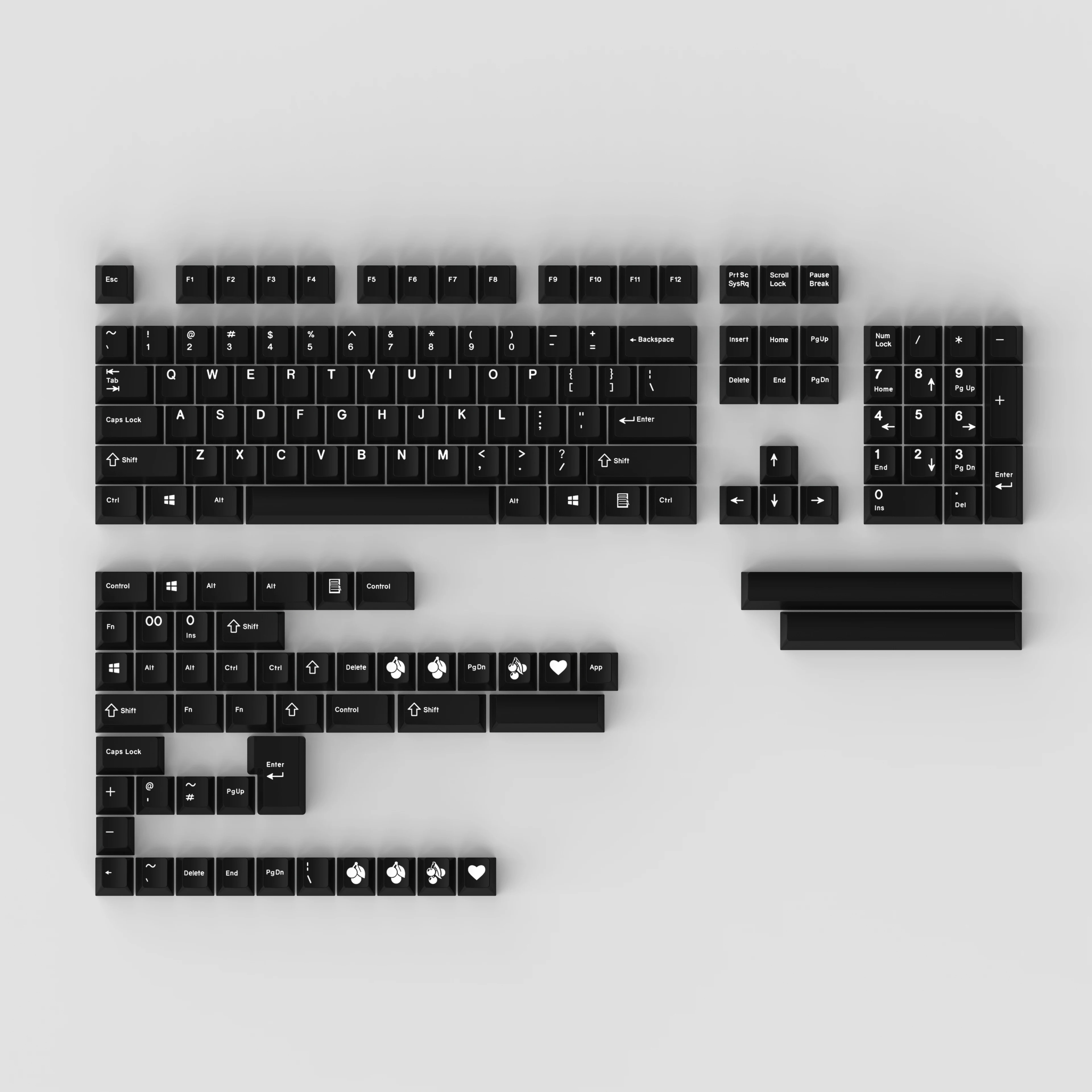 Enjoypbt keycaps white on black 153 key ABS material is suitable for most mechanical keyboards - Pudding Keycap