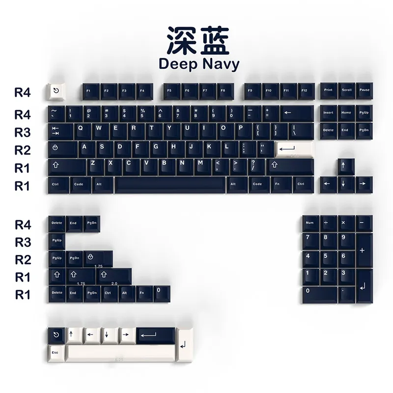 Gmk Clone Deep Navy 132 Key Cherry Profile Double Shot English Custom Personality Keycap For Mechanical - Pudding Keycap