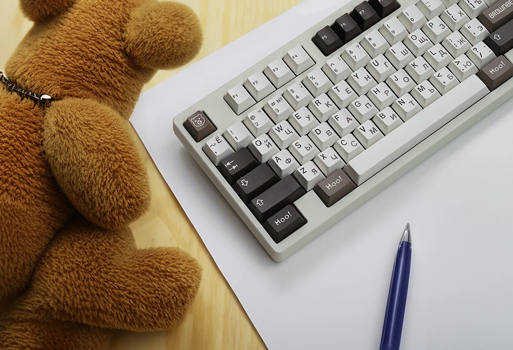 JTK BEAR Russian English Character Keycap For Cherry Mx Switch 60 87 96 104 Alice Mechanical 3 - Pudding Keycap