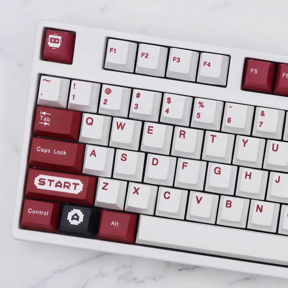 JTK Classic FC classic red and white machine keycap PBT cherry profile key cap set for 1 - Pudding Keycap