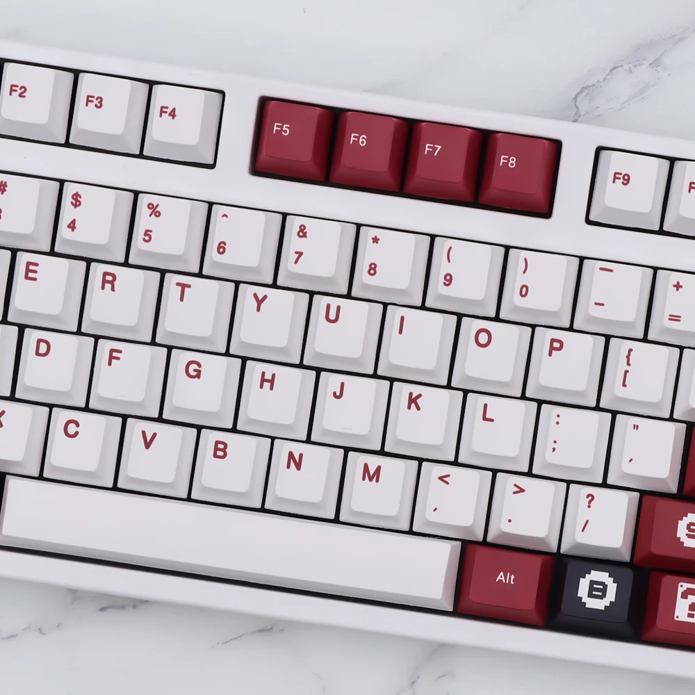 JTK Classic FC classic red and white machine keycap PBT cherry profile key cap set for 2 - Pudding Keycap