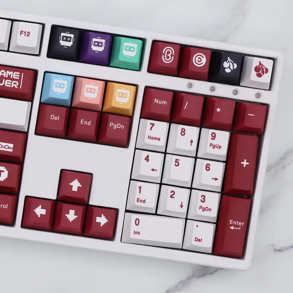 JTK Classic FC classic red and white machine keycap PBT cherry profile key cap set for 3 - Pudding Keycap