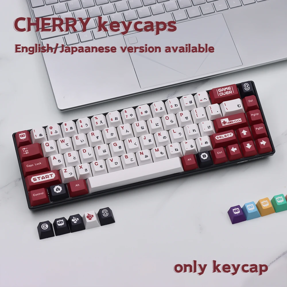 JTK Classic FC classic red and white machine keycap PBT cherry profile key cap set for - Pudding Keycap