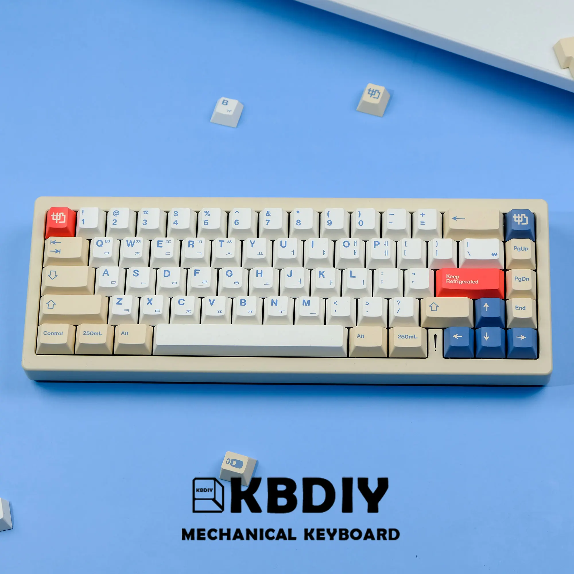 KBDiy GMK Soymilk Keycap 135 Keys PBT Japanese Korean Keycap ISO Enter Cherry Profile for GMK67 - Pudding Keycap