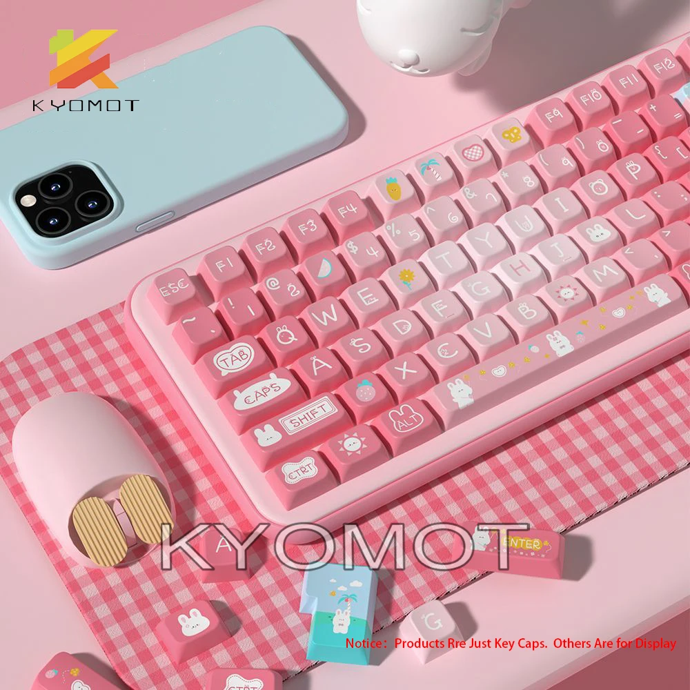KTOMOT 158 Keys Summer Bunny Theme Keycaps MDA Profile ISO Layout PBT Dye Sub for MX 1 - Pudding Keycap