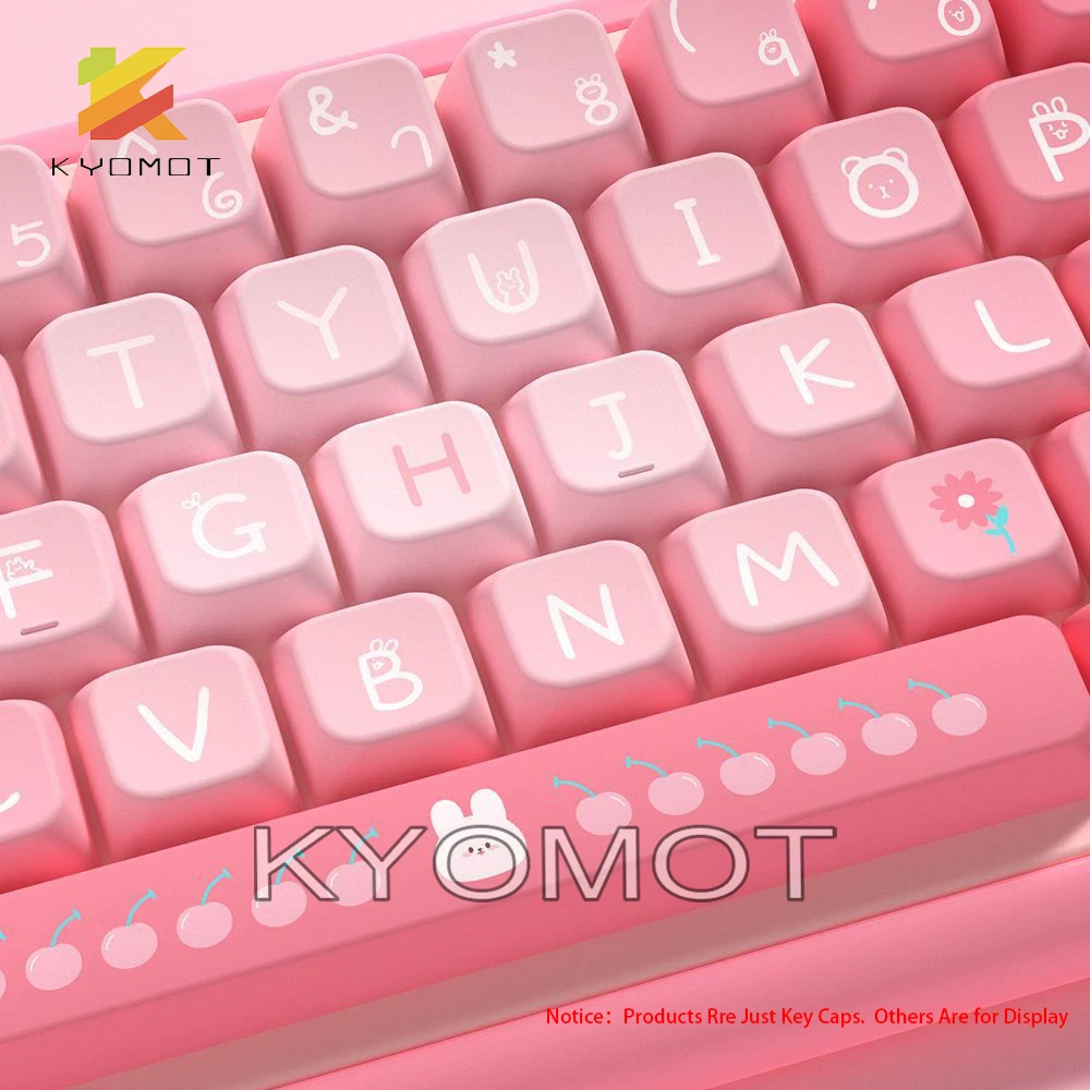 KTOMOT 158 Keys Summer Bunny Theme Keycaps MDA Profile ISO Layout PBT Dye Sub for MX 2 - Pudding Keycap