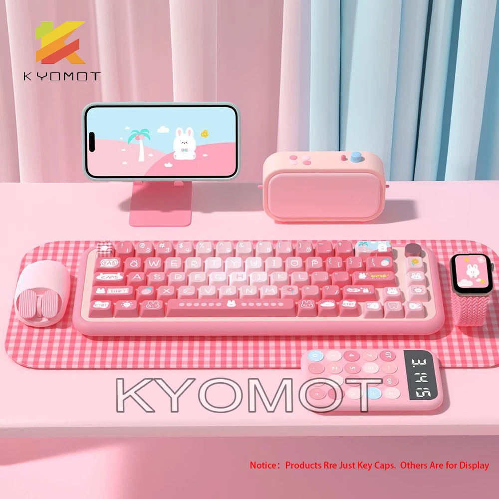KTOMOT 158 Keys Summer Bunny Theme Keycaps MDA Profile ISO Layout PBT Dye Sub for MX 3 - Pudding Keycap