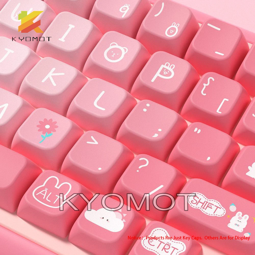KTOMOT 158 Keys Summer Bunny Theme Keycaps MDA Profile ISO Layout PBT Dye Sub for MX 4 - Pudding Keycap