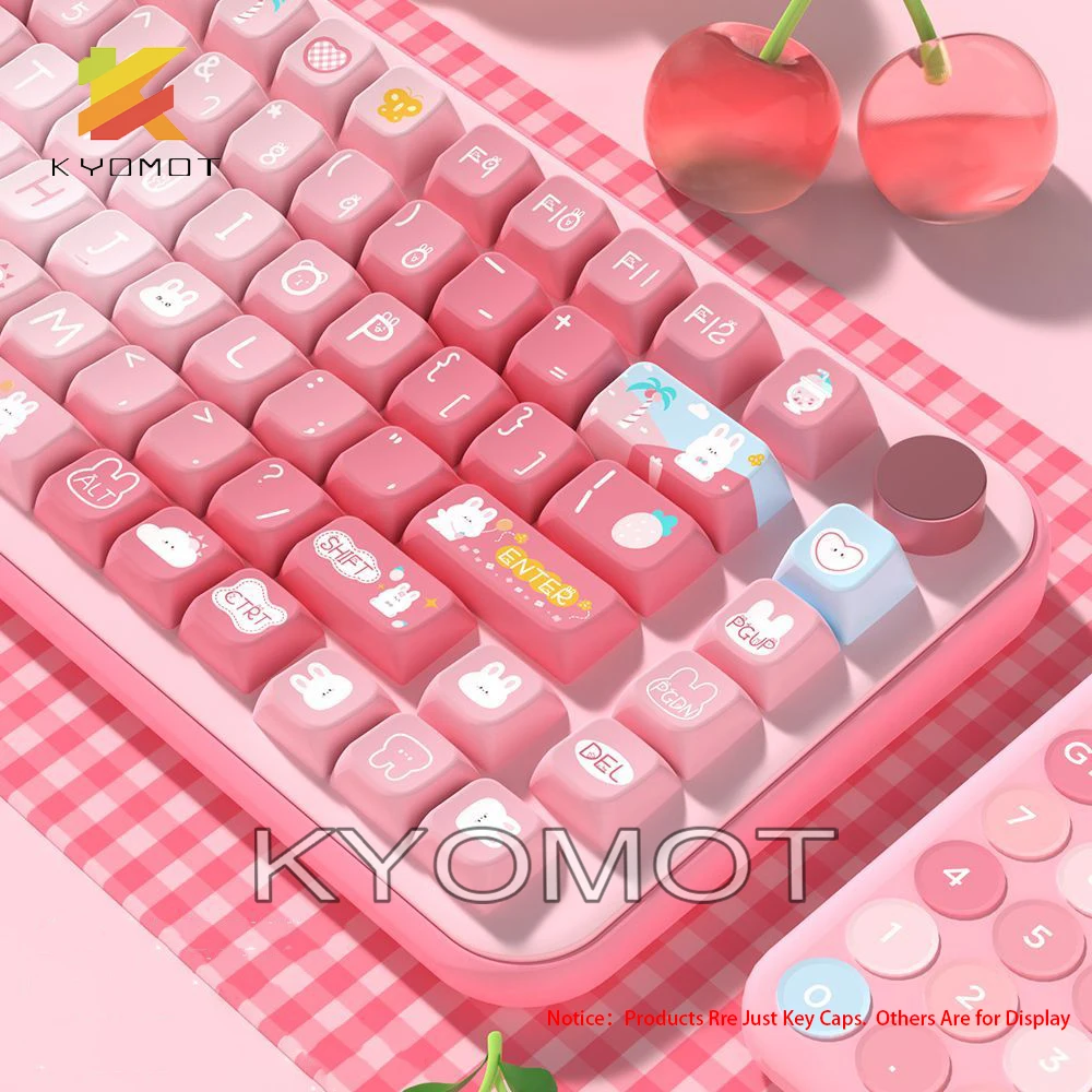 KTOMOT 158 Keys Summer Bunny Theme Keycaps MDA Profile ISO Layout PBT Dye Sub for MX - Pudding Keycap
