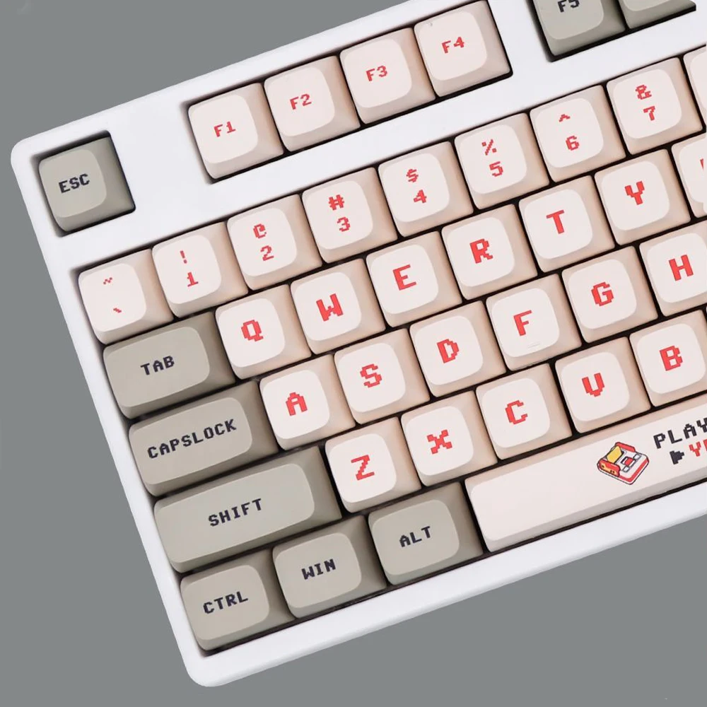 KYOMOT 138 Keys Anime Retro Red And White Machine Keycaps Dye Sub PBT XDA Profile for 2 - Pudding Keycap