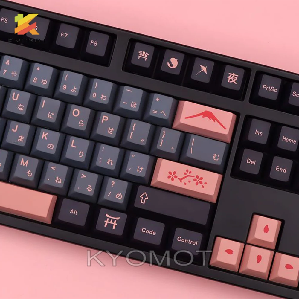 KYOMOT 151 Keys Night Sakura Key Caps Korean PBT Cherry Profile Anime Keycaps for MX Switch 1 - Pudding Keycap