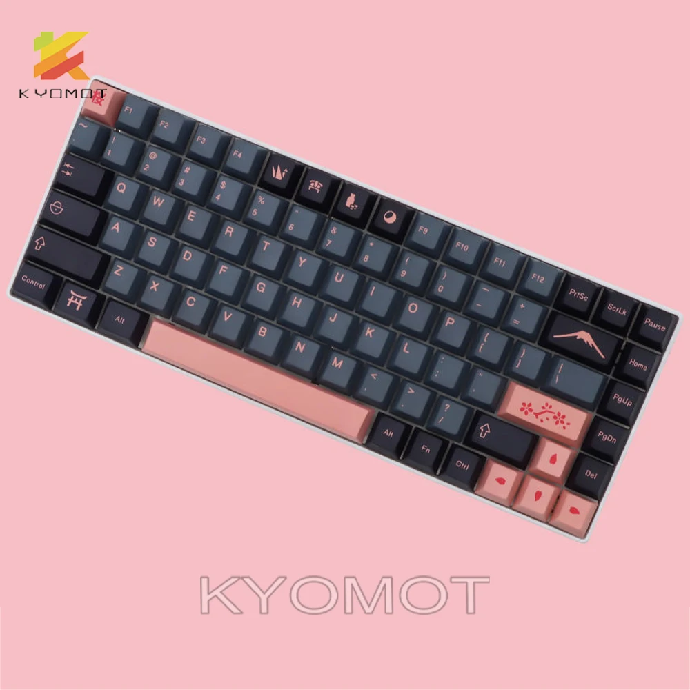 KYOMOT 151 Keys Night Sakura Key Caps Korean PBT Cherry Profile Anime Keycaps for MX Switch 2 - Pudding Keycap