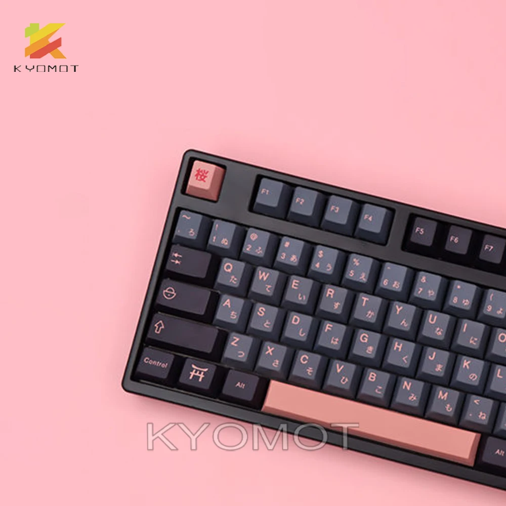 KYOMOT 151 Keys Night Sakura Key Caps Korean PBT Cherry Profile Anime Keycaps for MX Switch 4 - Pudding Keycap