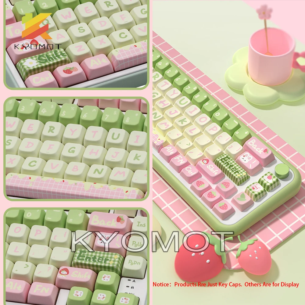 KYOMOT Anime 158 Keys Cute Rabbit Keycaps MDA Profile ISO Layout PBT Dye Sub for MX 1 - Pudding Keycap