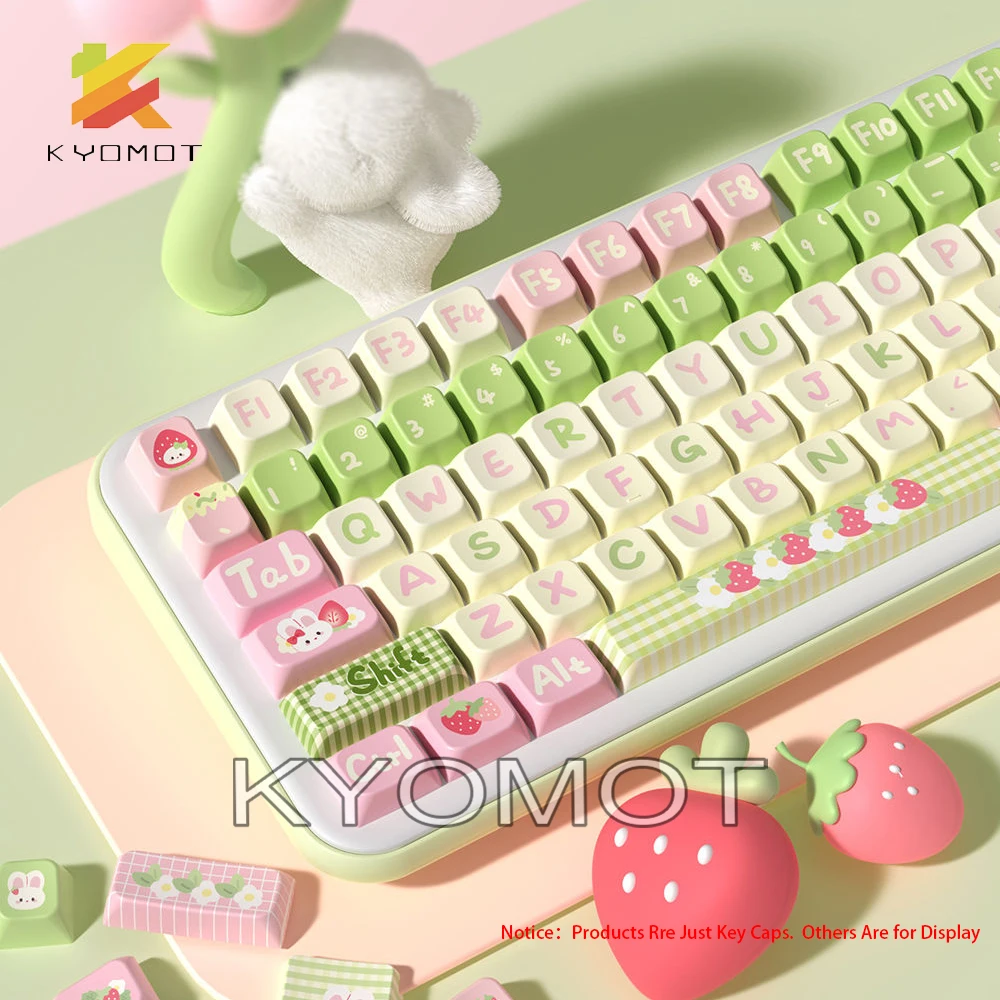 KYOMOT Anime 158 Keys Cute Rabbit Keycaps MDA Profile ISO Layout PBT Dye Sub for MX 3 - Pudding Keycap