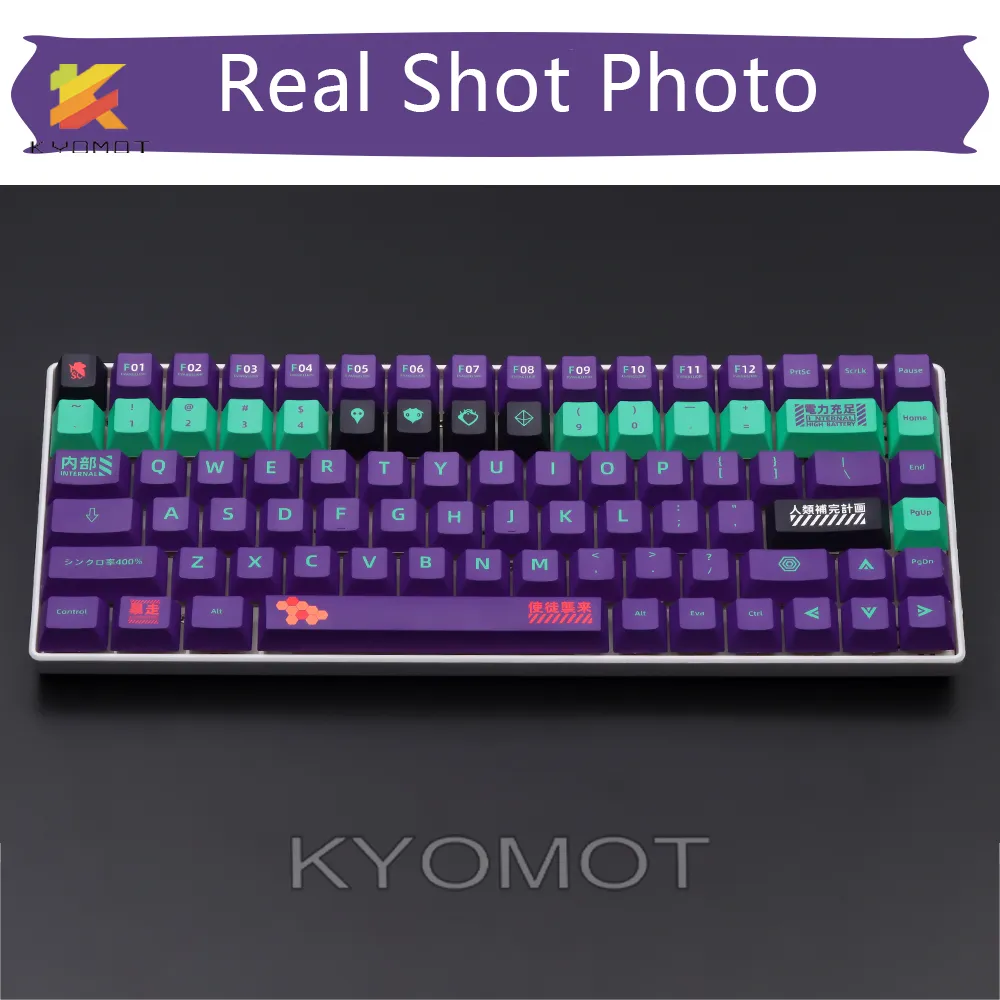 KYOMOT EVA 01 Keycaps Anime EVANGELION 01 Keycap Cherry Profile PBT Dye Sub for MX Switch 1 - Pudding Keycap