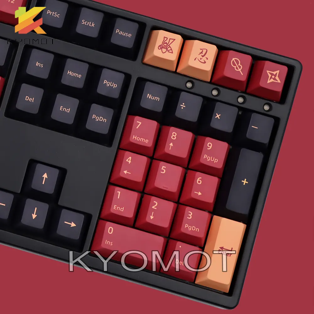 KYOMOT GMK Red Samurai Cherry Profile Keycaps PBT Sub Dye Korean Keycap for MX Switch DIY 3 - Pudding Keycap