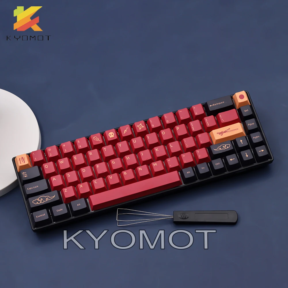 KYOMOT GMK Red Samurai Cherry Profile Keycaps PBT Sub Dye Korean Keycap for MX Switch DIY - Pudding Keycap