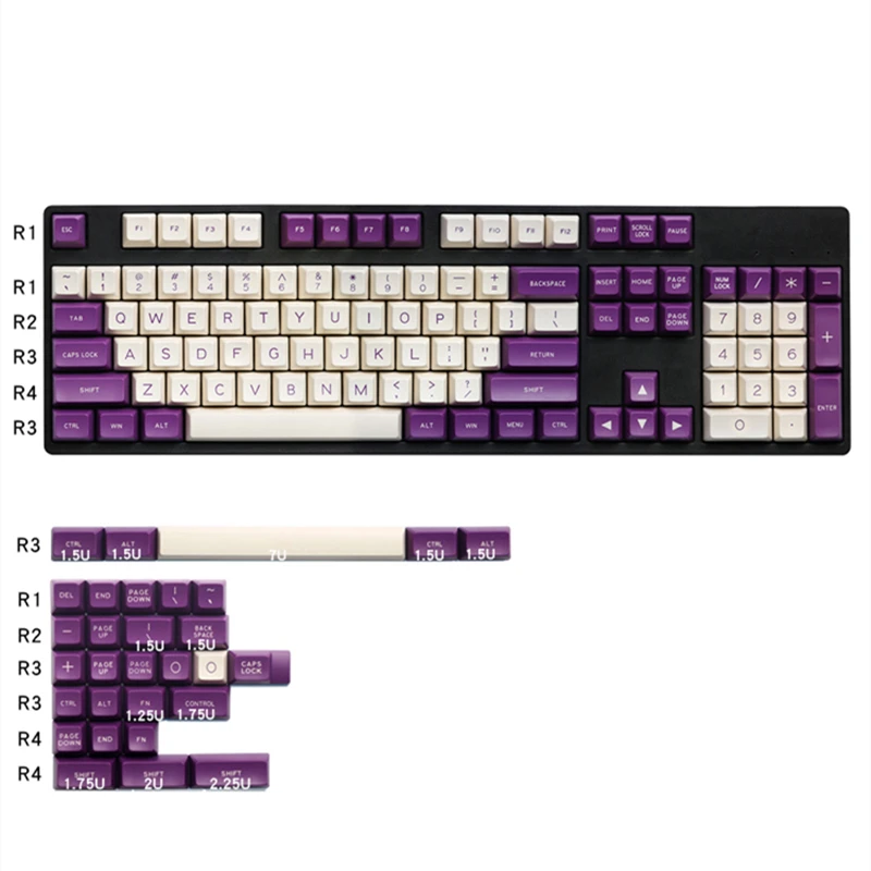 Maxkey SA keycap purple white two color injection molding 134 key ABS material suitable for most - Pudding Keycap