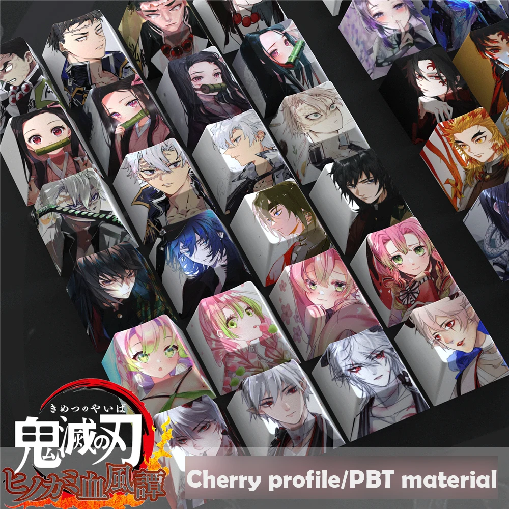 PBT Anime Keycaps Demon Slayer Dye Sublimation Cherry Profile Key Cap For Mechanical Keyboard MX Switch 1 - Pudding Keycap