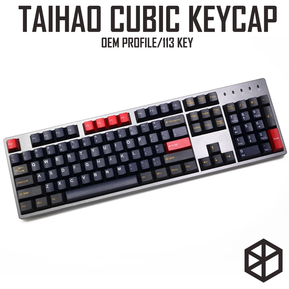 taihao cubic abs doubleshot cubic keycaps for diy gaming mechanical keyboard red blue grey with 1 - Pudding Keycap